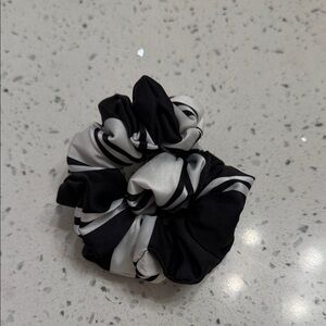 Black & White Satin Scrunchie Duo - Women's Hair Accessory